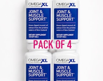 PACK Off 4 Omega XL Integratore per il supporto articolare, per il sollievo - Supporto muscolare naturale, olio di cozze dalle labbra verdi, capsule in gel morbido, confezione da 120 compresse