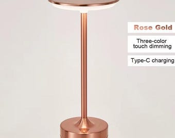 Lampada da tavolo con sensore touch, luce notturna ricaricabile tramite USB, portatile, per camera da letto, lampada da lettura wireless, per ristorante, hotel, bar.