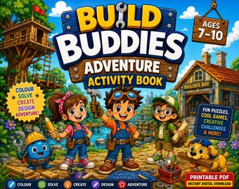 Builder Activity Book for Kids Ages 7–10 | Printable Puzzles, Mazes & Creative Challenges