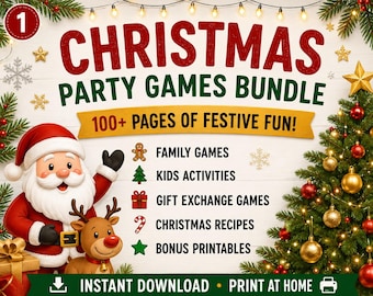 Christmas Party Games Bundle | Printable Family Games, Kids Activities, Gift Exchange & Christmas Recipes