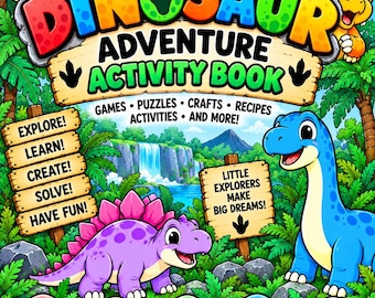 Dinosaur Activity Book for Kids Ages 7-10 | Printable Dino Games, Puzzles, Crafts & Activities | PDF Download