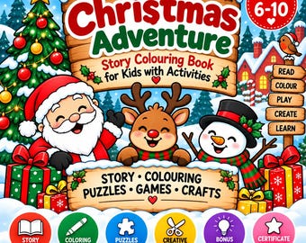 Christmas Story Coloring Activity Book for Kids | Printable Christmas Activities, Games, Crafts & Coloring Pages | Ages 6-10 PDF