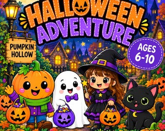 Halloween Activity Book for Kids Ages 6-10 | Halloween Story Coloring Book | Printable Halloween Activities, Games, Crafts | PDF