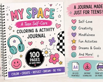 Teen Self Care Journal | Printable Coloring & Activity Journal | Confidence and Mindfulness Workbook