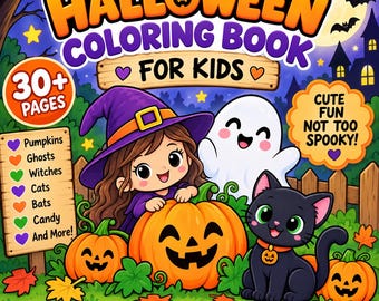 Halloween Coloring Book for Kids | 30+ Cute Halloween Coloring Pages | Printable PDF