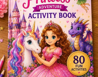 Princess Activity Book for Girls Ages 7-10 | 80 Fun Activities | Coloring Book, Puzzles, Mazes, Word Searches, Printable PDF