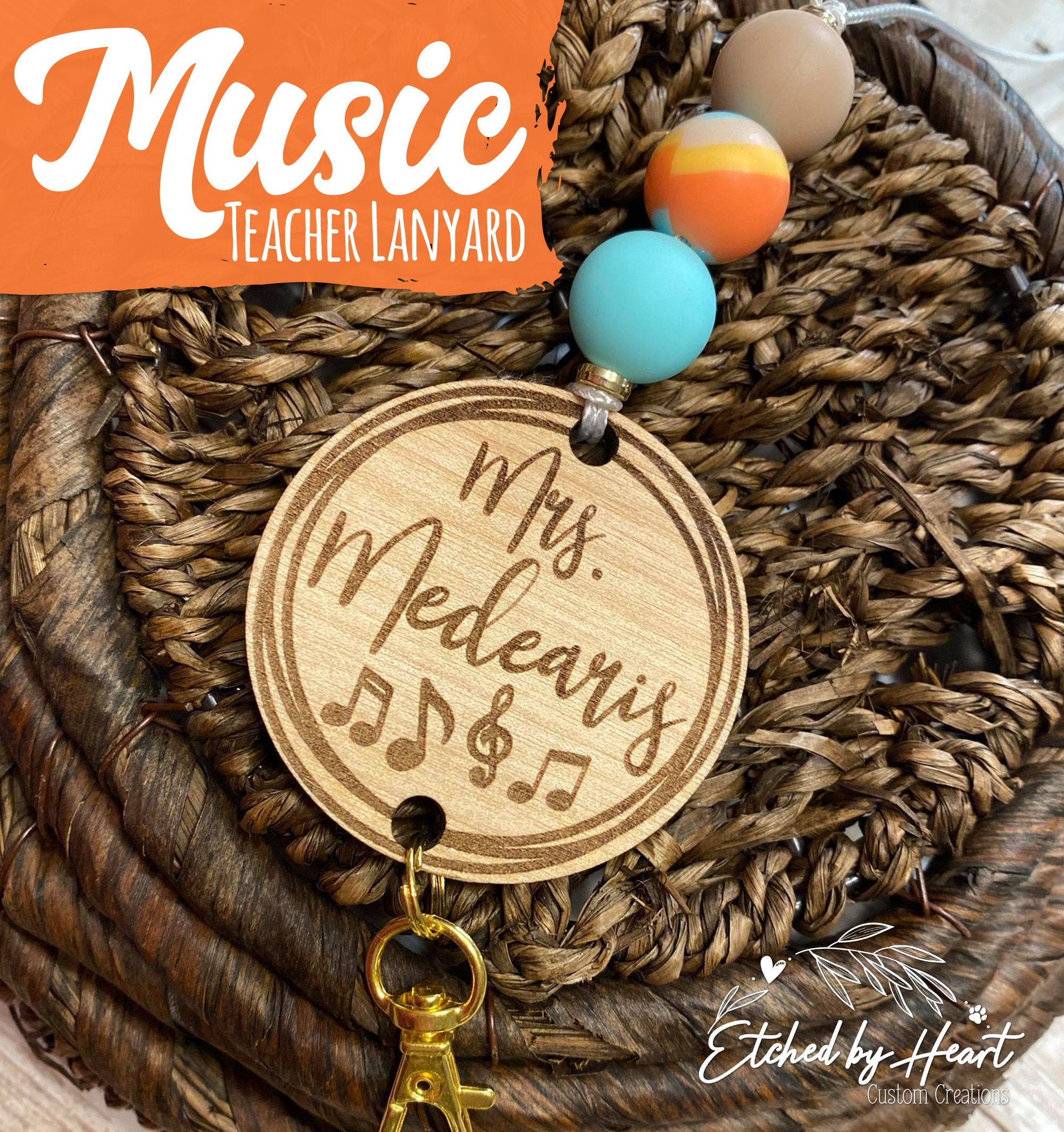 Music Teacher Lanyard, Music Teacher Gift, Teacher Lanyard, Breakaway  Lanyard, Lanyard With Name, Personalized Lanyard, Customized Lanyard 