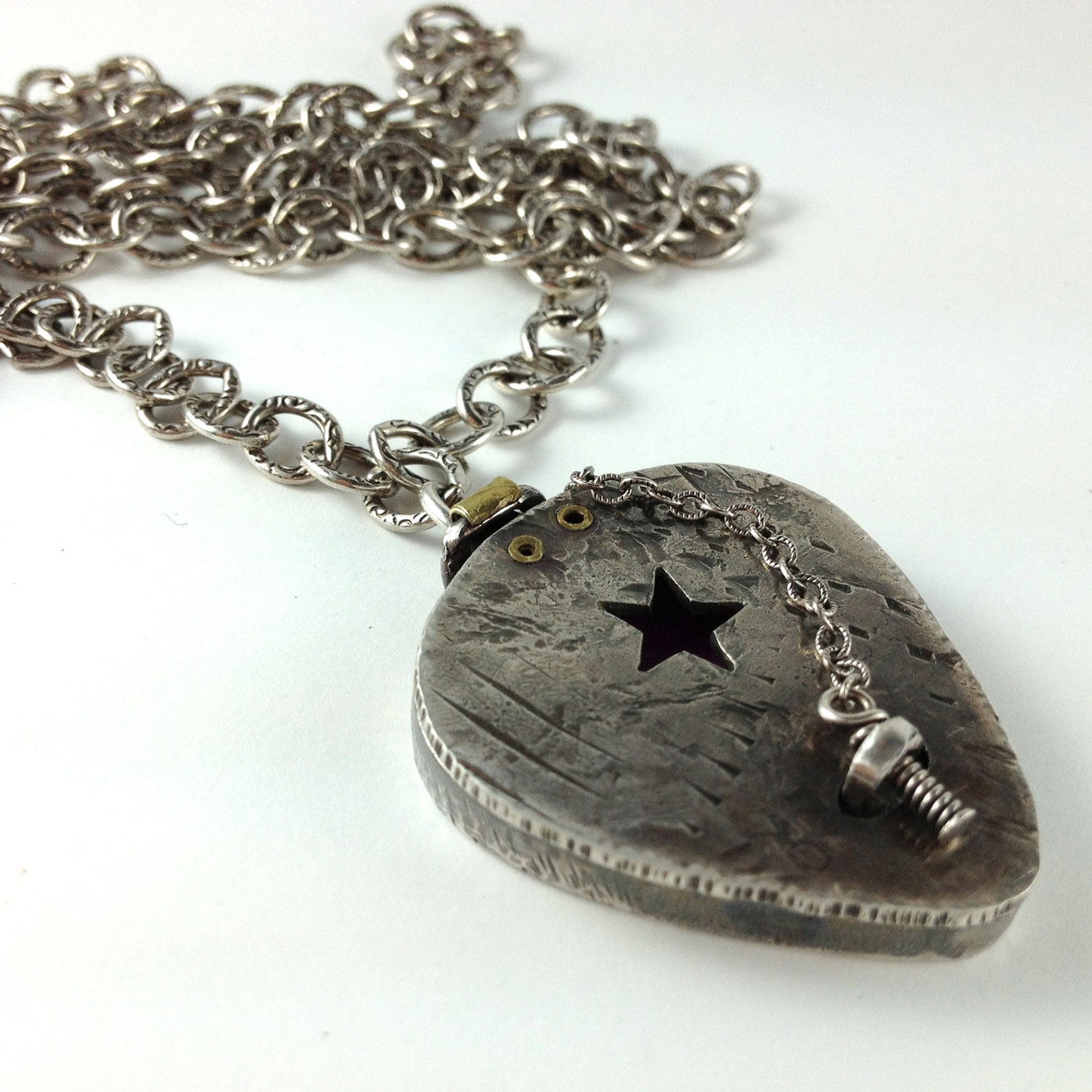 Guitar Pick Locket Sterling Silver Locket Guitar Pick Etsy