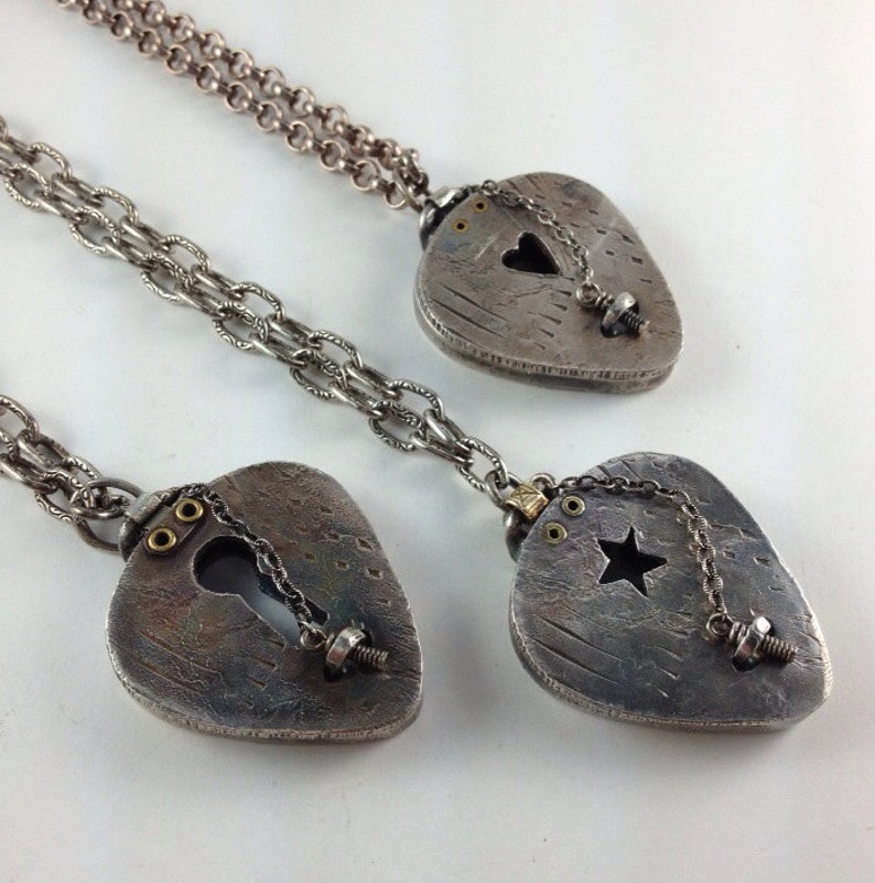 Guitar Pick Locket Sterling Silver Locket Guitar Pick Etsy