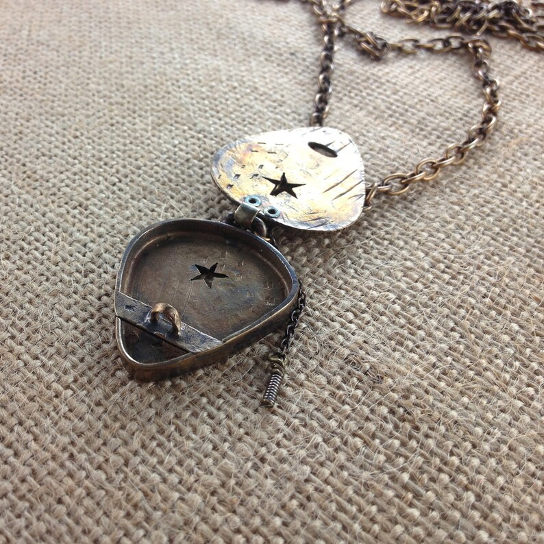 Brass Guitarpick Locket Etsy