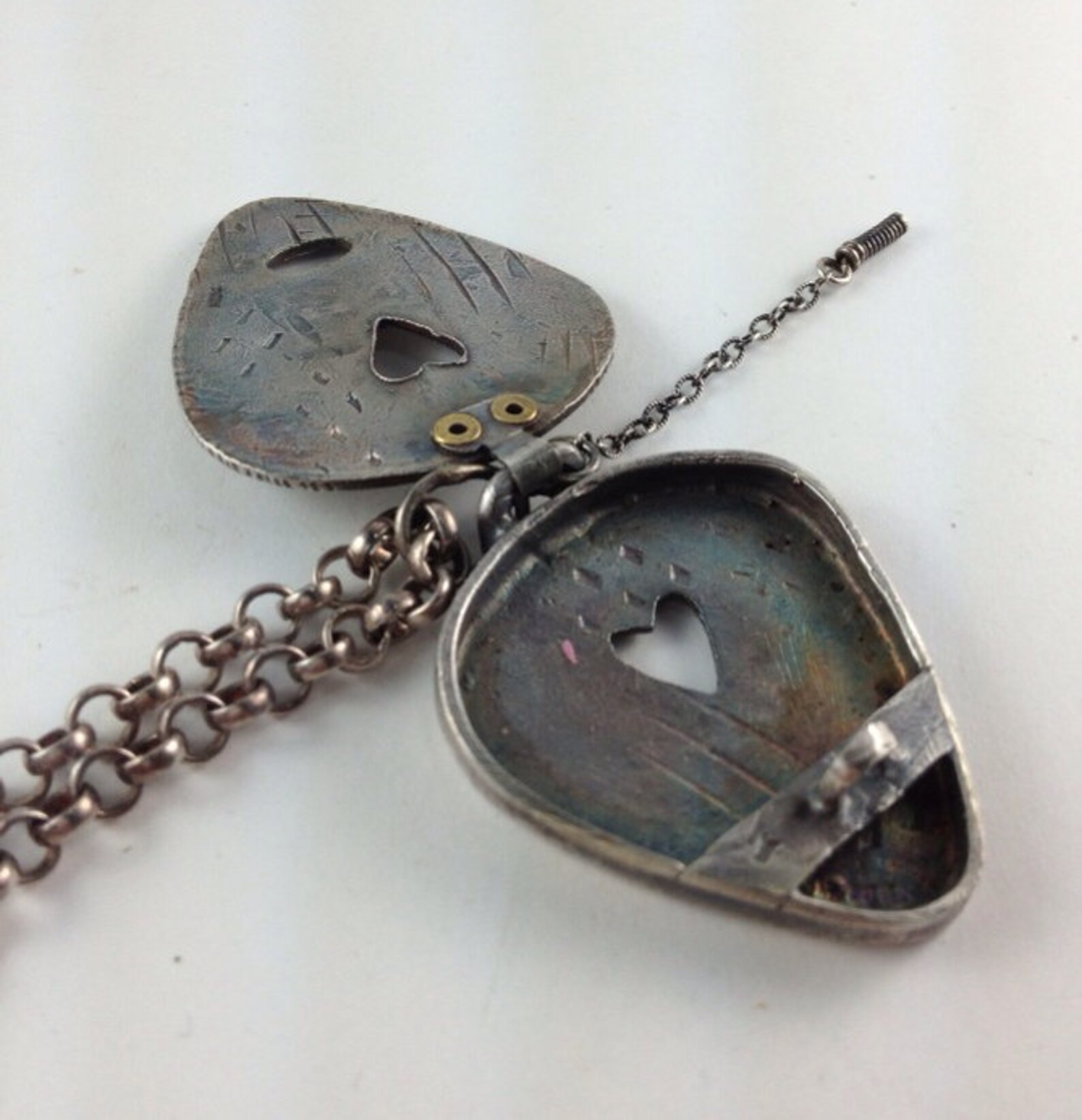 Guitar Pick Locket Sterling Silver Locket Guitar Pick Etsy