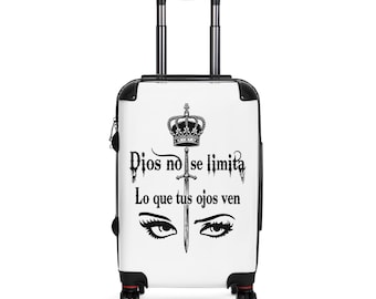 Dios no se limita Lo que tus ojos ven Suitcase | Spanish Script Crown Dagger Eyes