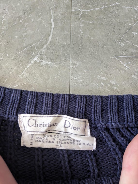 Christian Dior Sweater | Marineblau | Größe L | 100% Baumwolle | Original | Premium View 6