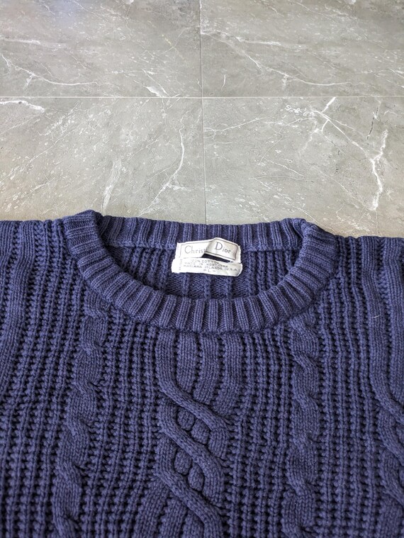 Christian Dior Sweater | Marineblau | Größe L | 100% Baumwolle | Original | Premium View 5