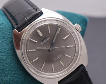 Vintage HMT Kohinoor 37 mm Manual Winding Mechanical Men's Wristwatch. | Grey Dial. | Stainless Steel Watch Free Worldwide Shipping.
