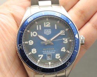 Refurbished Tag Heuer Autavia Blue Dial Quartz Men's Wristwatch. | Gift For Him.