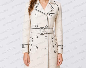 Kill Bill Elle Driver White Trench Coat, Daryl Hannah Inspired Long Belted Coat, Women Double Breasted Movie Costume Jacket