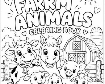 Farm Animals Coloring Book for Kids | 25 Cute Farm Animal Coloring Pages | Preschool & Kindergarten Printable PDF | Cow Pig Horse Sheep Chic