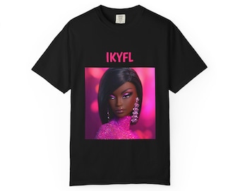 IKYFL Black Doll Portrait T-shirt | Pink Glam Graphic Tee