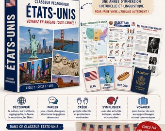 English USA Teaching Binder | Cycle 3 | 5 Projects - Cultural Immersion | Ready-to-Use Printable PDF Teacher Resource
