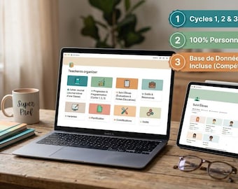 Notion Teacher Planner | Organizer for Elementary School Teachers (Cycles 1, 2, and 3) | Digital Learning Log | Primary School Student Tracking