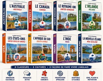 Complete English Collection | 8 Immersive Educational Workbooks for Cycle 3 | English-Speaking Countries | Ready-to-Use Printable PDF