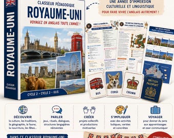 English Teaching Resource Pack - United Kingdom | Cycle 3 | 5 Projects - Cultural Immersion | Ready-to-Use Printable PDF Teacher Resource