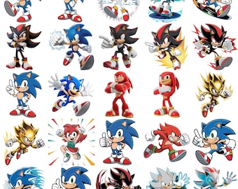 Pacchetto PNG di Sonic the Hedgehog, clipart dei personaggi di Sonic, Shadow Sonic PNG, pacchetto di cartoni animati, download digitale, PNG per sublimazione, uso commerciale