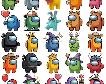 Pacchetto di immagini PNG di Among Us, clipart del personaggio Crewmate, file PNG di giochi carini, pacchetto di design per sublimazione, download immediato PNG