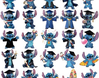 Stitch Graduation PNG Bundle, Graduation Clipart Bundle, Graduate Stitch PNG Collection, Senior Class PNG, Graduation Sublimation Designs