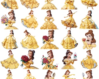Pacchetto di clipart PNG della Principessa Belle, grafica del personaggio delle fiabe (download digitale)