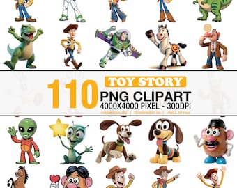Pacchetto PNG di Toy Story, Pacchetto di clipart di personaggi dei cartoni animati, File PNG di cowboy e ranger spaziali, Disegni per sublimazione, Download immediato