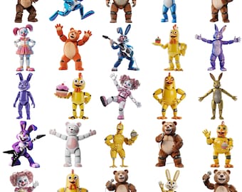 Pacchetto PNG di Five Nights at Freddy's, clipart dei personaggi di FNAF, collezione di PNG di animatronics, clipart di giochi horror, disegni per sublimazione