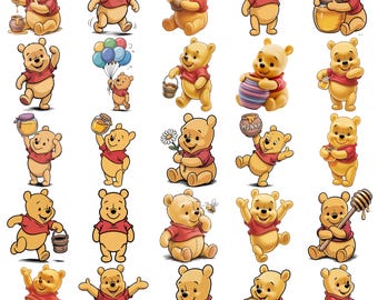 Baby Winnie the Pooh PNG Clipart Bundle, Storybook Bear Sublimation Designs (Digital Download)
