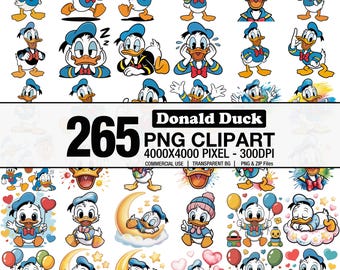 Pacchetto di clipart PNG di Paperino, Paperino dei cartoni animati PNG, Paperino cucciolo clipart, File di taglio del personaggio dei cartoni animati (Download immediato)