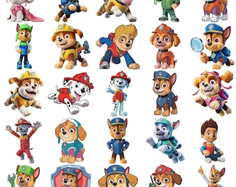Paw Patrol PNG Bundle, Paw Patrol Clipart, Cartoon Puppy Characters PNG, Kids Birthday Party Graphics, Digital Download Set