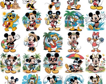 Pacchetto PNG di Topolino in estate, clipart per vacanze al mare, disegni per sublimazione (download digitale)
