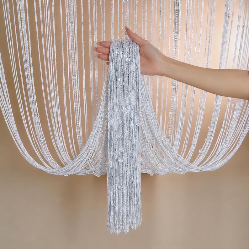 Beaded Curtains Doorways String Curtain, Acrylic Bead Door Curtain, Wedding Backdrop Decor, Room Divider, Hanging Beads, Party & Salon Decor image 5