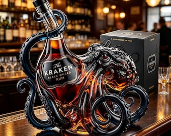 Kraken Octopus Whiskey Decanter, Nautical Bar Decor, Sea Monster Liquor Bottle, Pirate Gift for Whiskey Lovers
