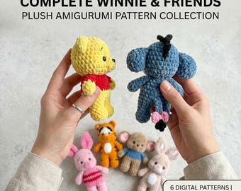 Pooh Bär Häkelanleitungspaket — 6-in-1 Amigurumi PDF | Einfach Anfänger Kuscheltier Set | Klassische Charaktere Instant Download