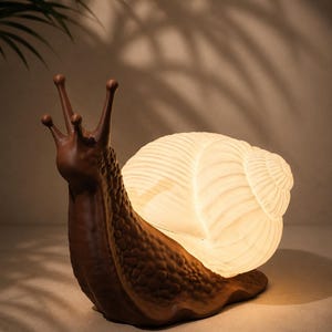 Handgjord snigelbordslampa, Cottagecore nattlampa, USB-driven (tillverkad i Frankrike)