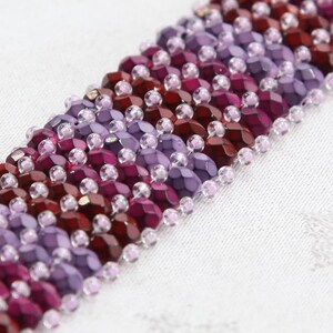 Square Stitch Beaded Bracelet - purple, magenta, brick red