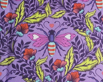 Tissu rose Tula, Shake Your Honey Maker, fleurs - coupe 1 mètre