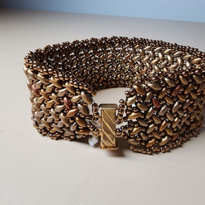 Beaded bracelet - bronze toned superduo beads