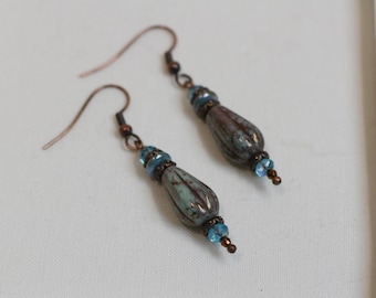 Boucles d'oreilles turquoise et cuivre