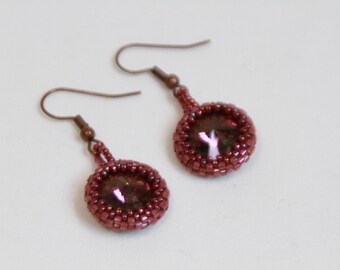 Boucles d'oreilles en cristal mauve