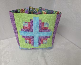 Cabas/sac en bandoulière/porte-monnaie brodé - Rose tula