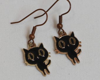 Boucles d'oreilles chat noir