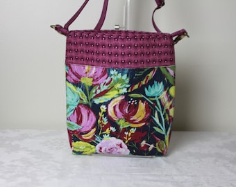 Bright floral print crossbody purse