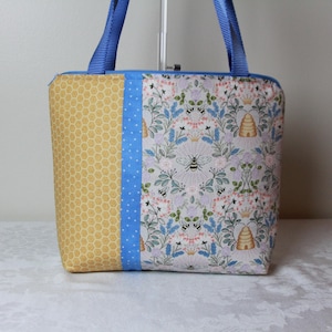 Bee and honeycomb print small tote/shoulder bag/purse